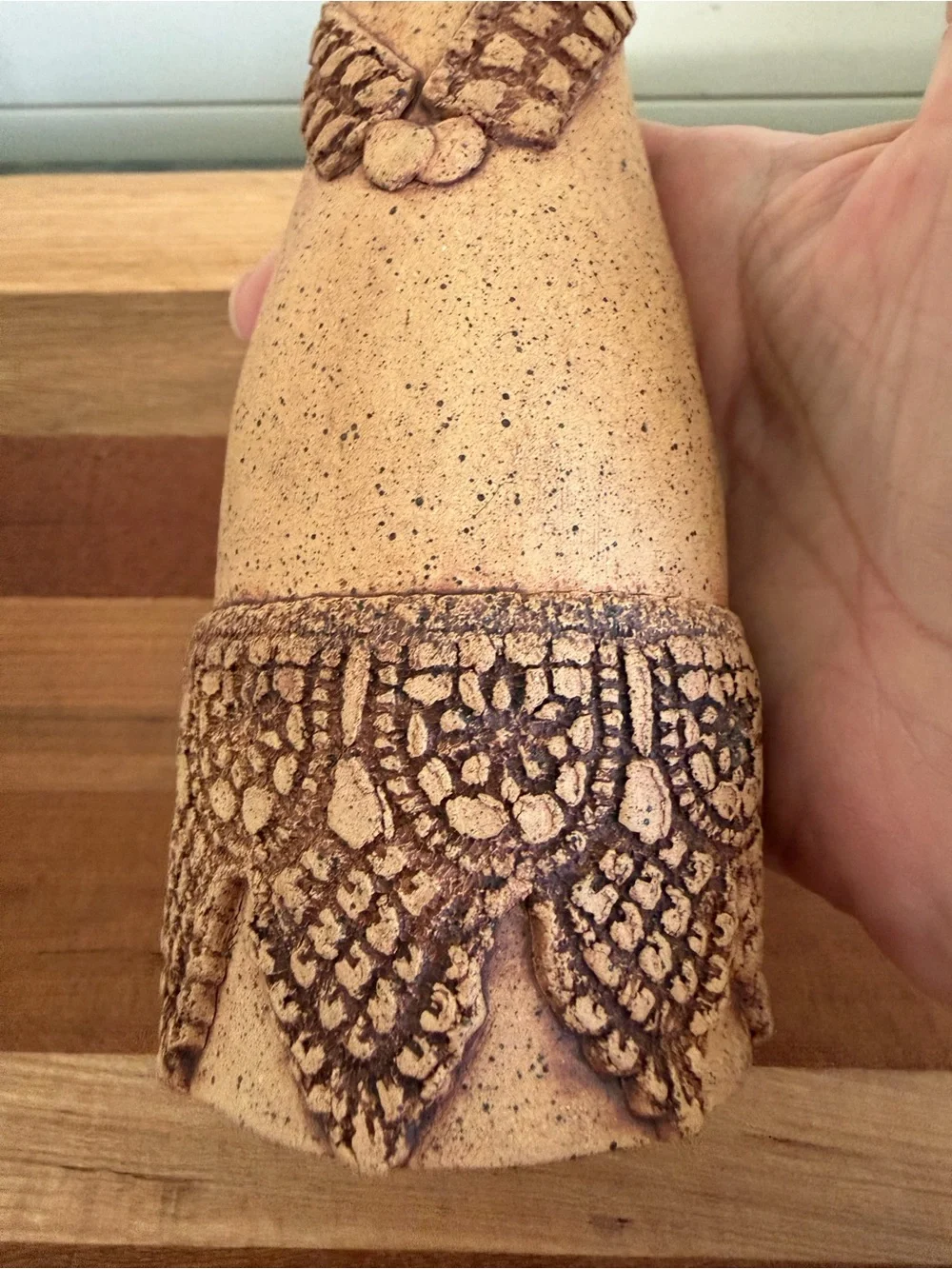 Vintage 1970s Pottery Girl Candle Holder Bud Vase